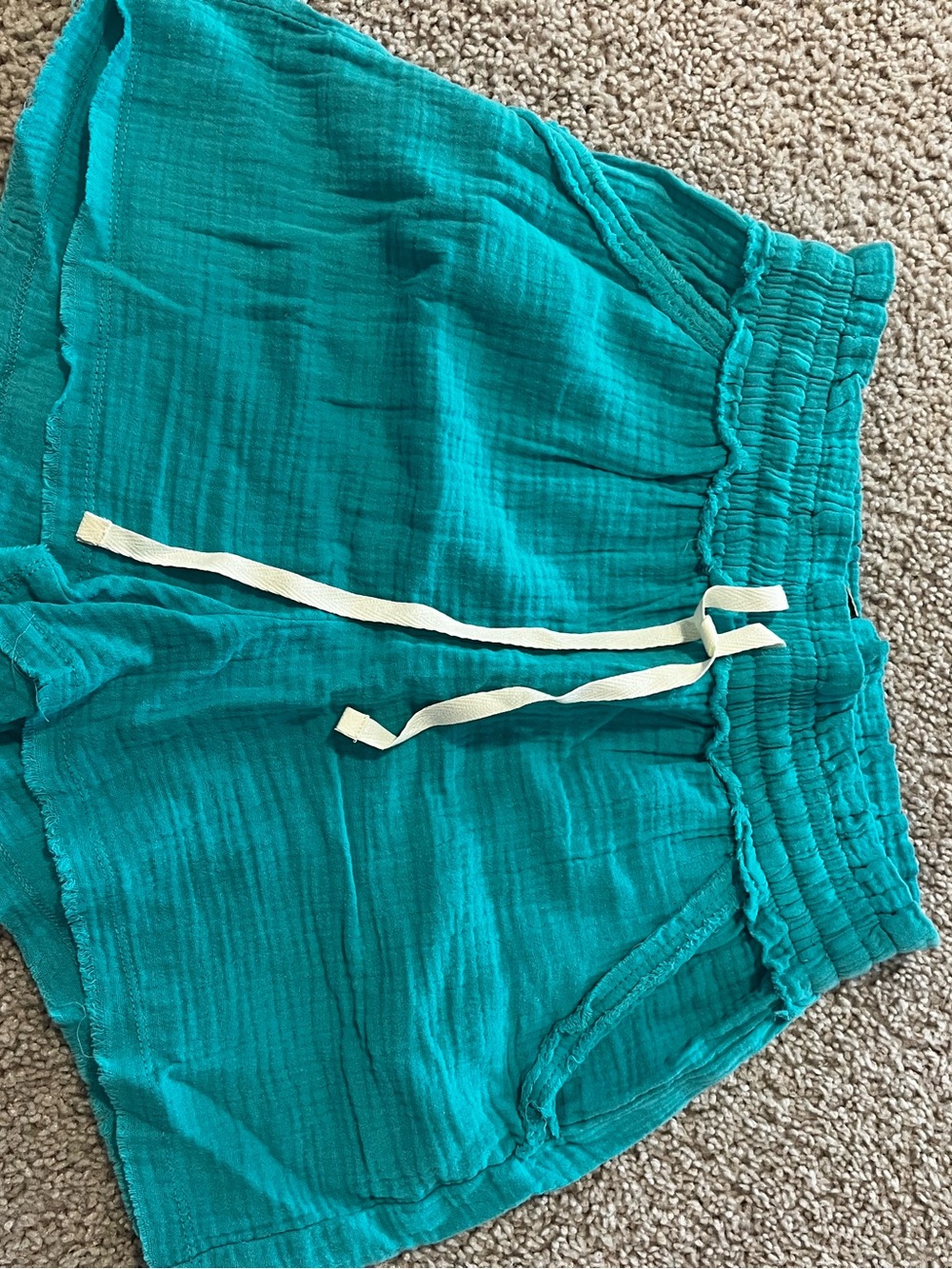 Turquoise Gauze Drawstring Shorts with Pockets size S NWOT